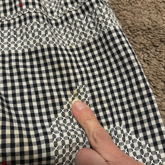 Vintage Apron-Black/White Gingham Check with Rooster & Hen Stitch Detail - Picture 12 of 12